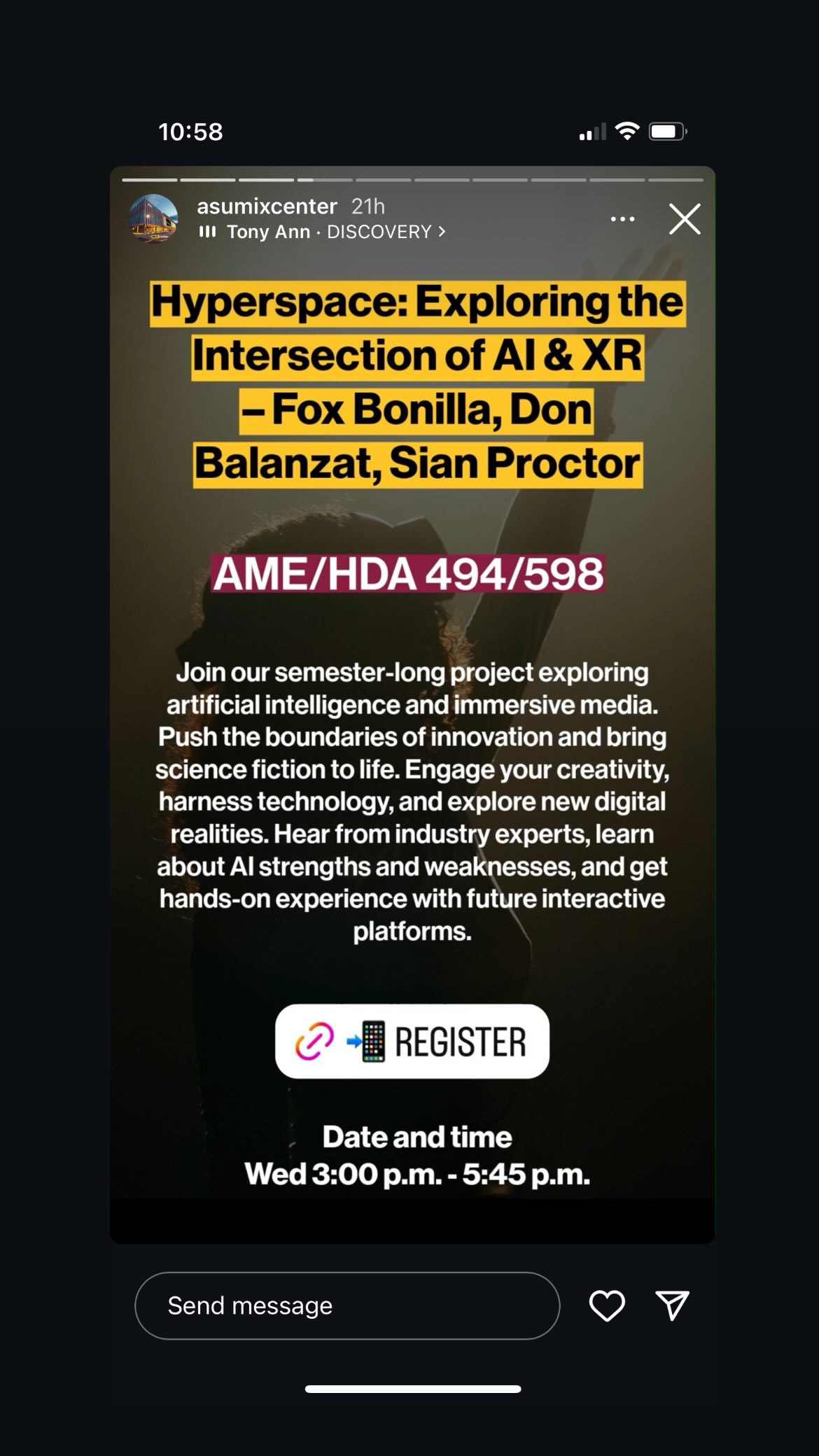 Hyperspace: XR + AI course flyer